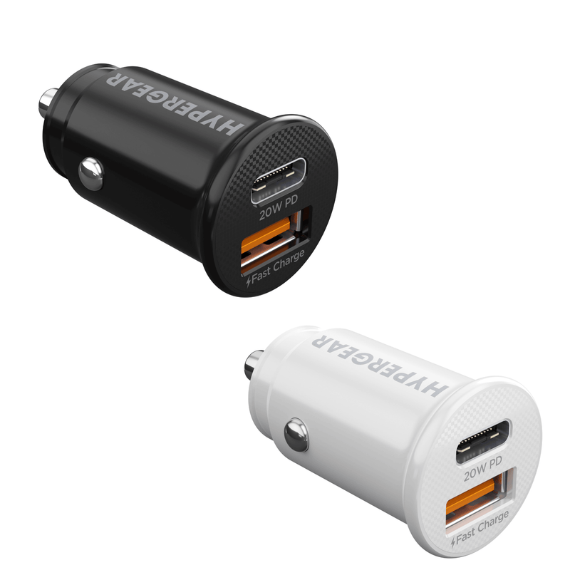 Load image into Gallery viewer, HyperGear Mini 20W USB-C PD + 18W USB Fast Car Charger
