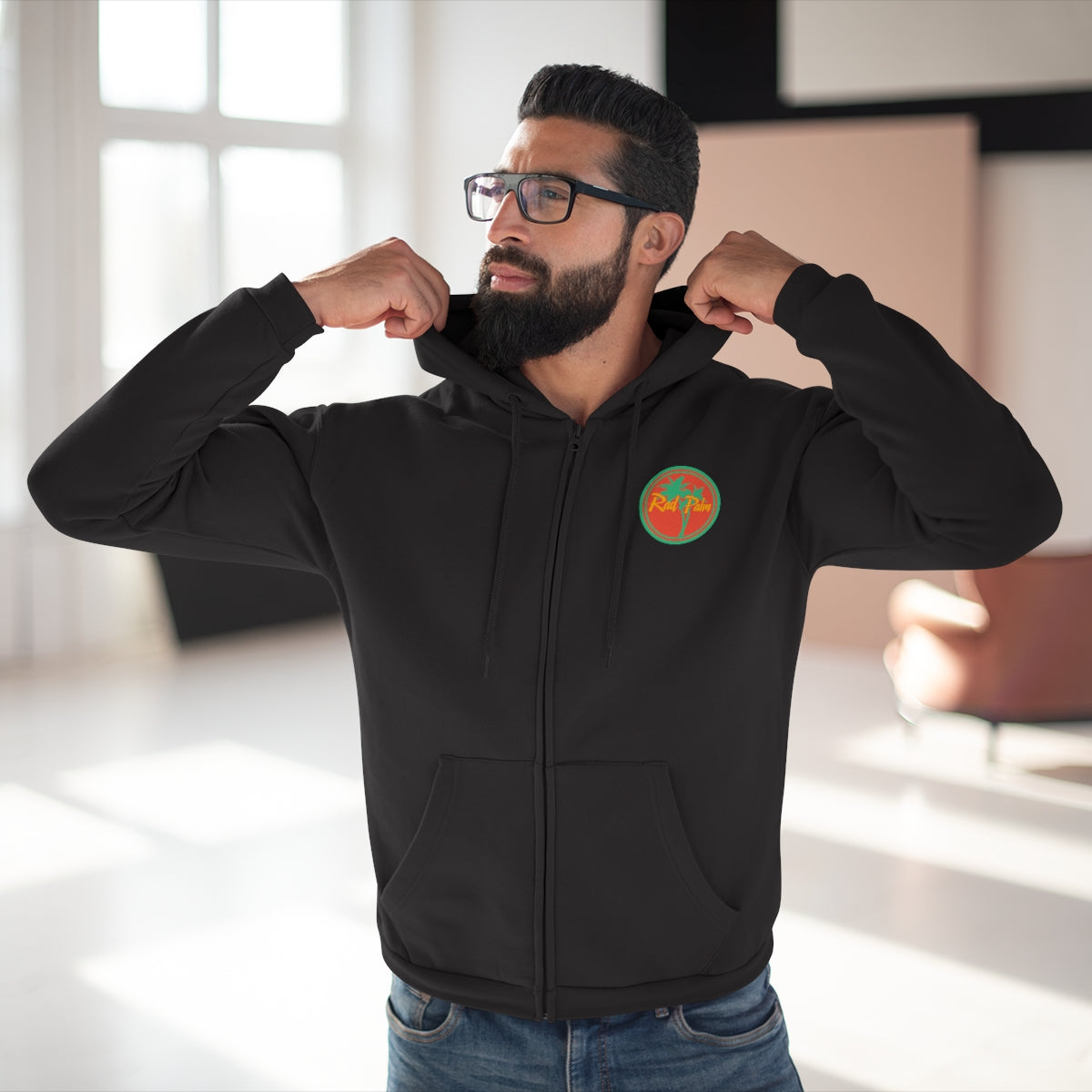 Rad Palm Pineapple Skull Unisex Hooded Zip Sweatshirt