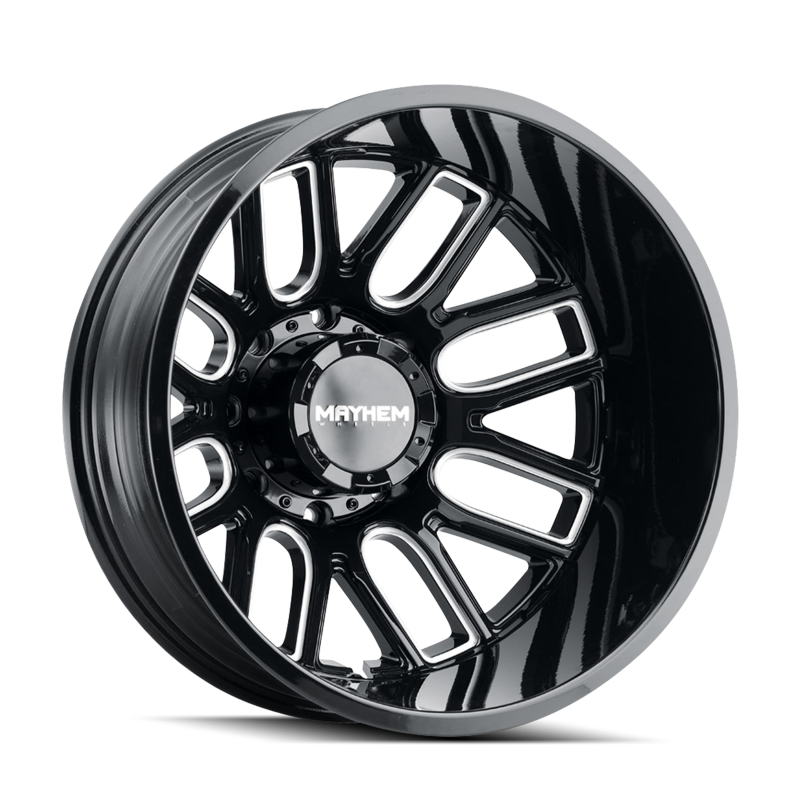 Load image into Gallery viewer, Mayhem 8107D Cogent Dually 20x8.25 / 8x200 BP / -192mm Offset / 142mm Hub Blk w/ Milled Spokes Wheel
