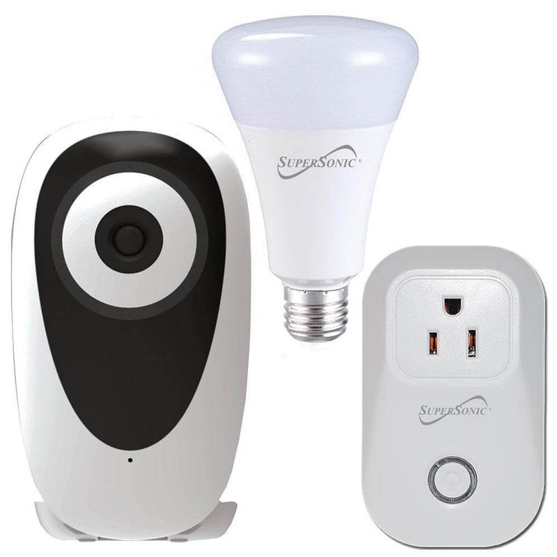 Load image into Gallery viewer, Supersonic 3-Pc. Smart Home Starter Kit with WiFi enabled: HD Camera, Plug, and Bulb
