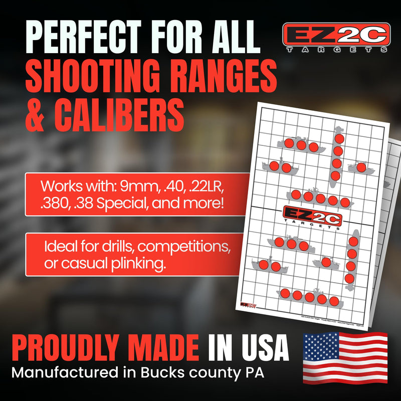 Load image into Gallery viewer, EZ2C Four Fun Game Styles: Paper Targets Shooting Range 11"x17" USA MADE
