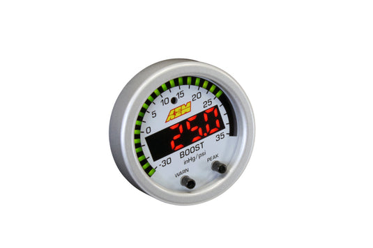 AEM Electronics X-Series Boost Pressure Gauge -30inHg-35psi / -1-2.5bar. Black Bezel &