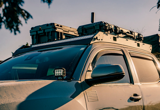 Cali Raised 05-23 Toyota Tacoma Premium Roof Rack - Amber - Tall/No Lights Combo Beam