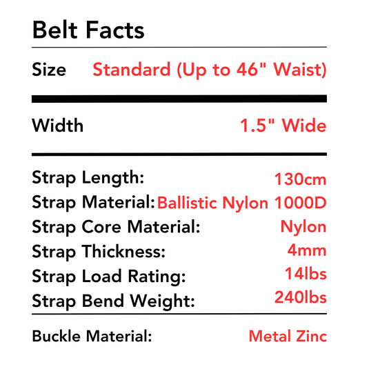 Hero 1.0 EDC Belt 1.5" Width Ballistic Nylon for Everyday Carry