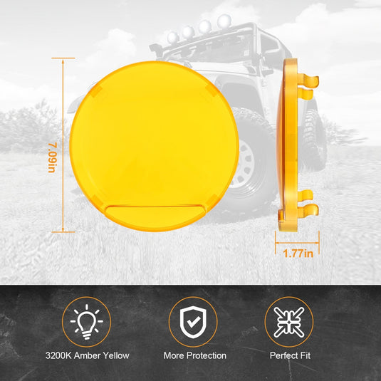 (2pcs/set) 7 Inch 210W Round Spot Beam Offroad LED Driving Lights+Amber/Black Covers(Optional) for SUV ATV UTV Trucks Pickup Jeep Golf Cart Boat