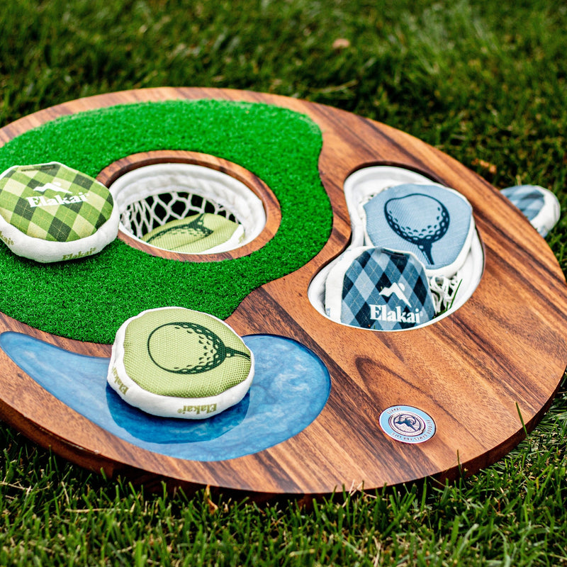 Load image into Gallery viewer, Island Hole | Wood and Resin Cornhole x Golf Chipping Game
