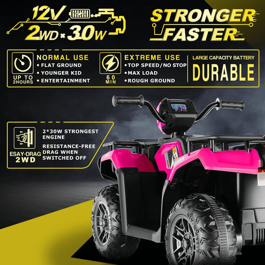 Electric 12V ATV Quad for Kids with 2 Speeds and 2x30W Motor