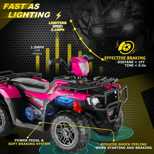 Electric 12V ATV Quad for Kids with 2 Speeds and 2x30W Motor