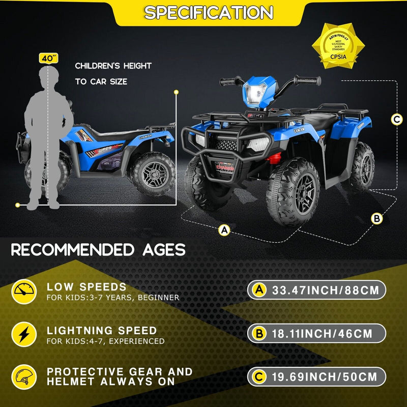 Load image into Gallery viewer, Electric 4-Wheeler Quad for Kids - 12V Battery Powered Ride-On with Dual Speeds
