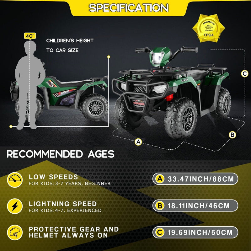 Load image into Gallery viewer, Electric 4-Wheeler Quad Car for Kids with MP3 &amp; Light - 12V Battery Powered
