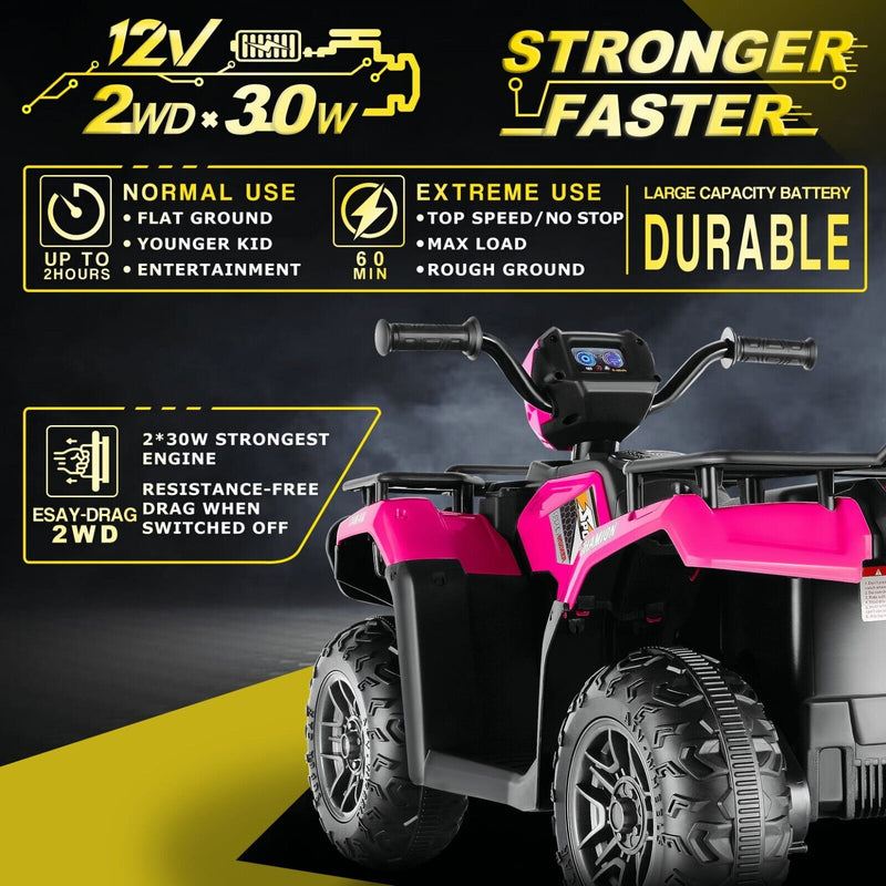 Load image into Gallery viewer, Electric 4-Wheeler Quad Car for Kids with MP3 &amp; Light - 12V Battery Powered
