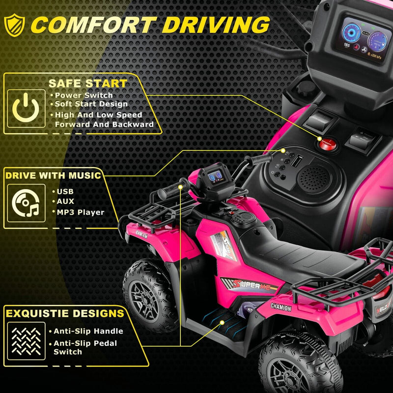 Load image into Gallery viewer, Electric 4-Wheeler Quad Car for Kids with MP3 &amp; Light - 12V Battery Powered
