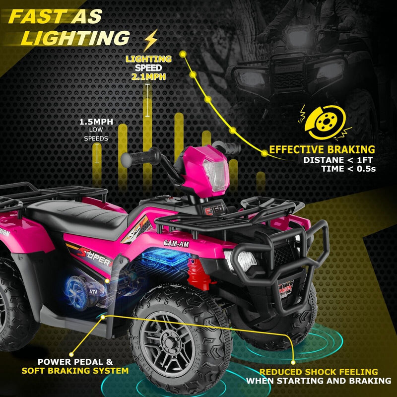 Load image into Gallery viewer, Electric 4-Wheeler Quad Car for Kids with MP3 &amp; Light - 12V Battery Powered
