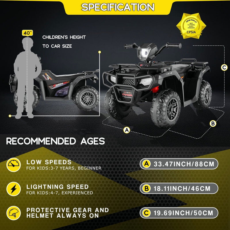 Load image into Gallery viewer, Electric 4-Wheeler Quad Car for Kids with MP3 &amp; Light - 12V Battery Powered
