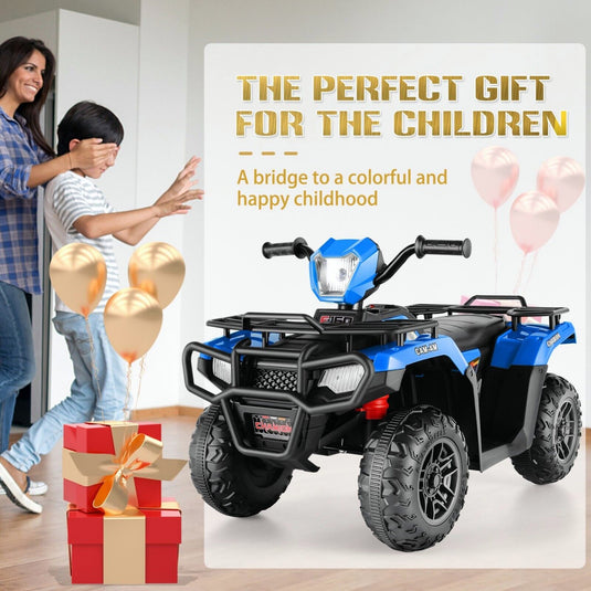 Electric 4-Wheeler Quad Car for Kids with MP3 & Light - 12V Battery Powered