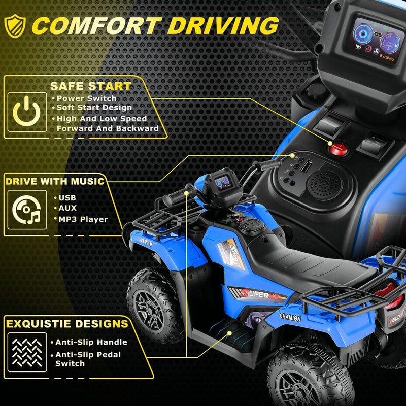 Load image into Gallery viewer, Electric 4-Wheeler Quad Car for Kids with MP3 &amp; Light - 12V Battery Powered
