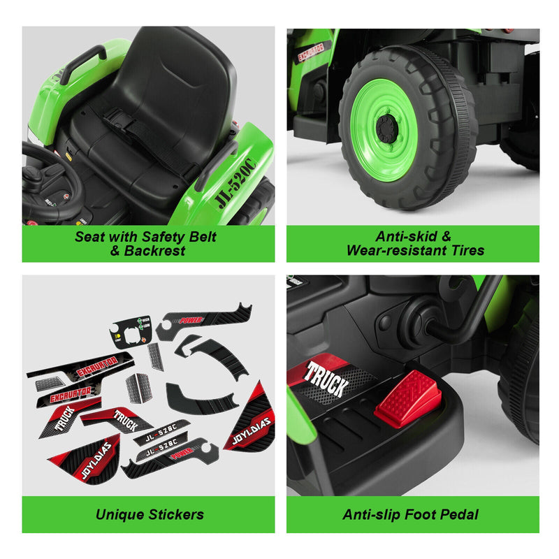 Load image into Gallery viewer, Electric 12V Kids Ride-On Excavator Truck with Music, Lights, and Remote Control
