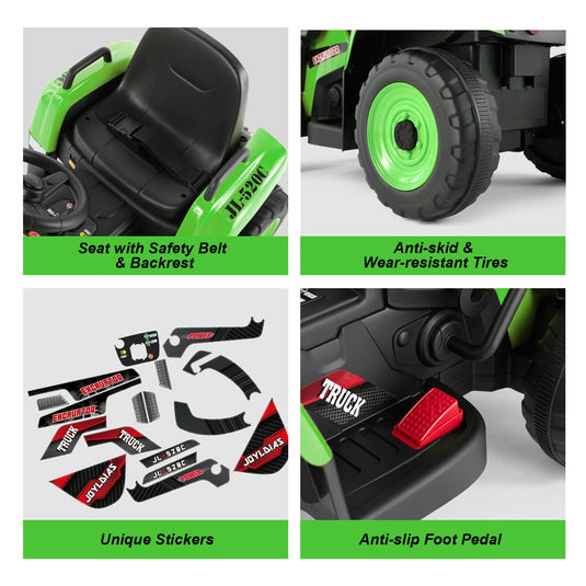 Electric 12V Kids Ride-On Excavator Truck with Music, Lights, and Remote Control