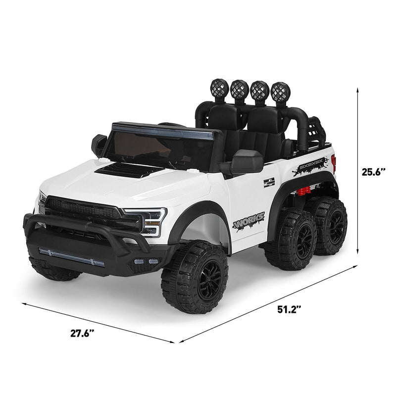 Load image into Gallery viewer, Electric 12V Kids Ride On Pickup Truck with MP3, LED Lights, and 6 Wheels in White and Pink
