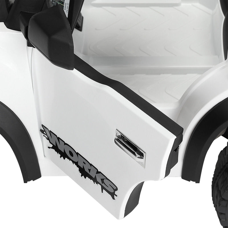 Load image into Gallery viewer, Electric 12V Kids Ride On Pickup Truck with MP3, LED Lights, and 6 Wheels in White and Pink
