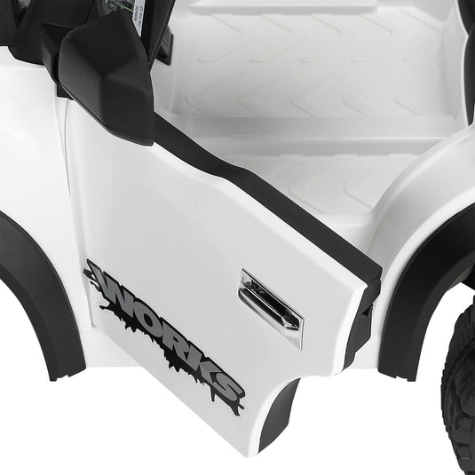 Electric 12V Kids Ride On Pickup Truck with MP3, LED Lights, and 6 Wheels in White and Pink