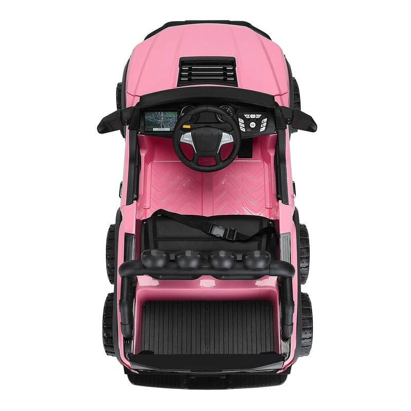 Load image into Gallery viewer, Electric 12V Kids Ride On Pickup Truck with MP3, LED Lights, and 6 Wheels in White and Pink
