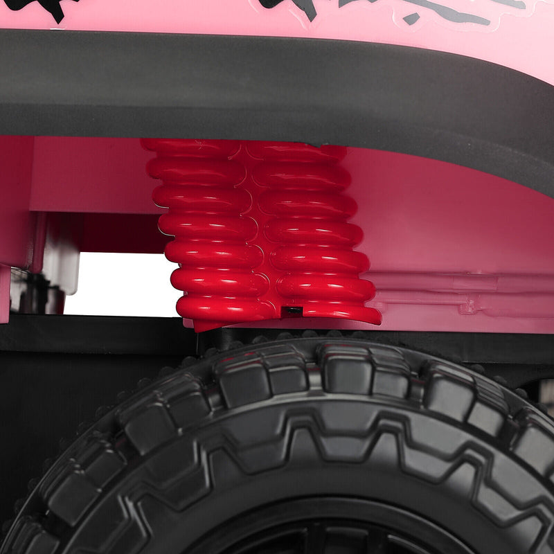 Load image into Gallery viewer, Electric 12V Kids Ride On Pickup Truck with MP3, LED Lights, and 6 Wheels in White and Pink
