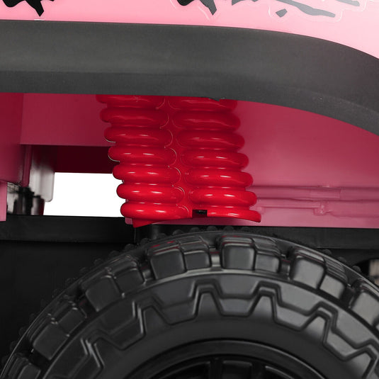 Electric 12V Kids Ride On Pickup Truck with MP3, LED Lights, and 6 Wheels in White and Pink