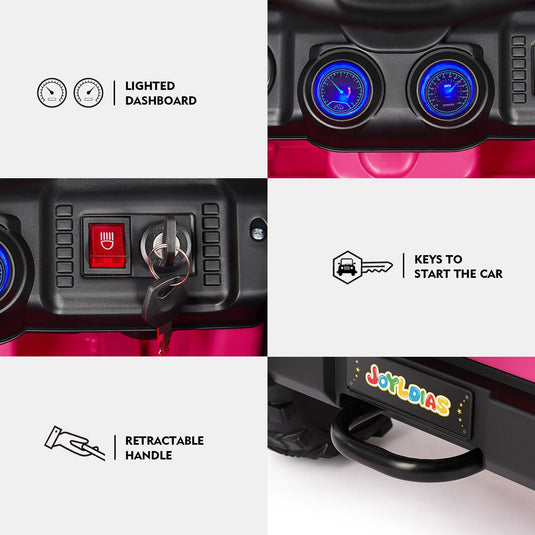 Electric 12V Pink Kids Ride On Jeep with USB, LED, Bluetooth, and RC Control