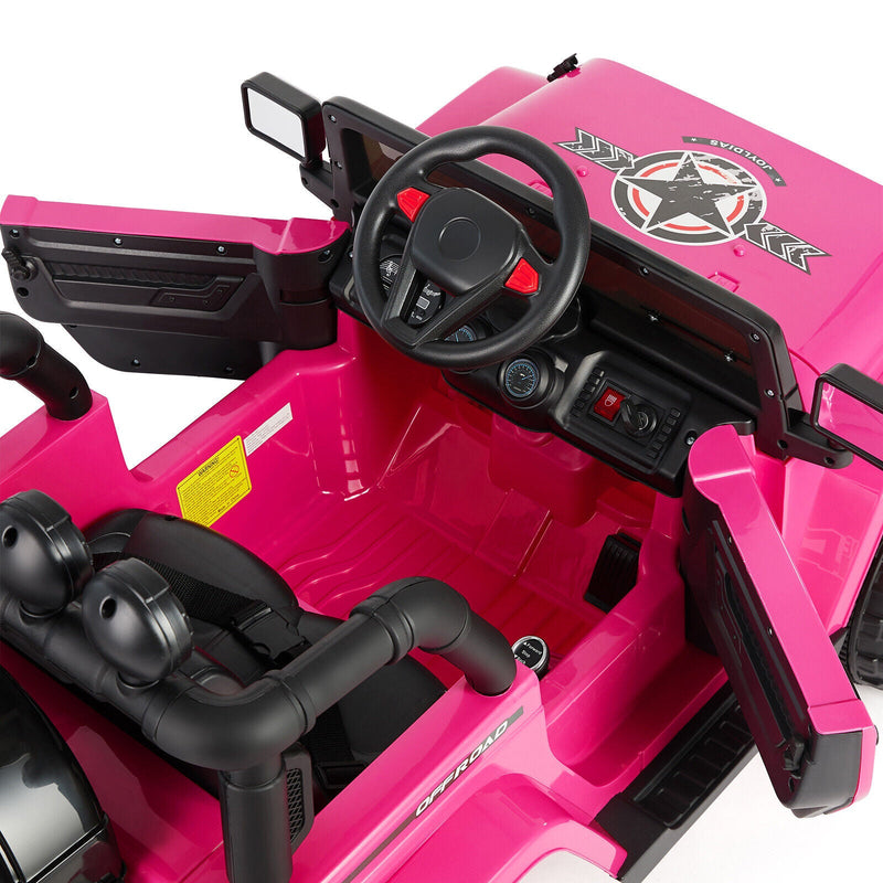 Load image into Gallery viewer, Electric 12V Pink Kids Ride On Jeep with USB, LED, Bluetooth, and RC Control
