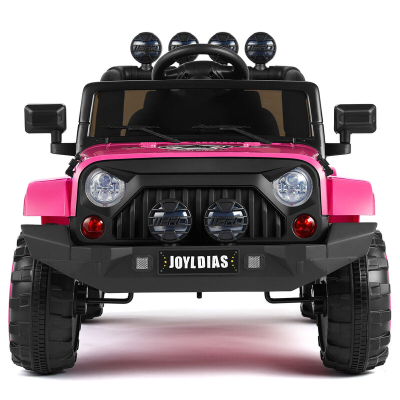 Load image into Gallery viewer, Electric 12V Pink Kids Ride On Jeep with USB, LED, Bluetooth, and RC Control
