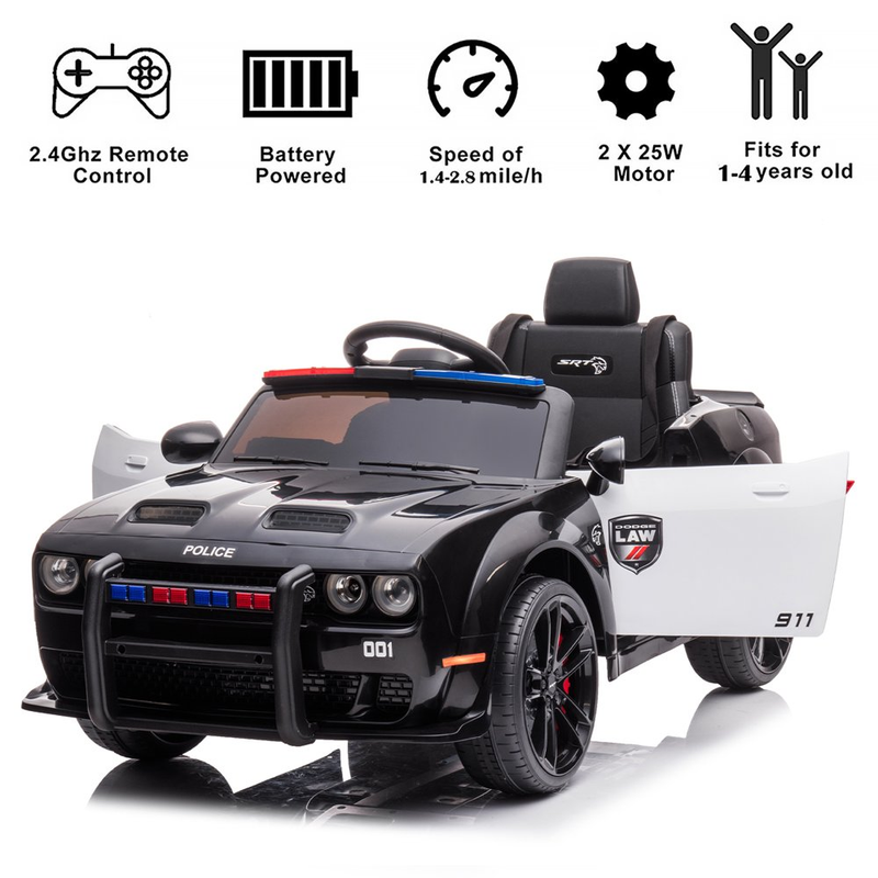 Load image into Gallery viewer, Electric 12V Police Car for Kids with Remote Control - Fun and Safe Ride-On Toy
