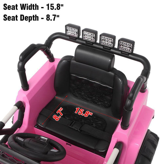 Electric 12V Rechargeable Truck Car with 4 Pink Wheels and 3.7mph Max Speed