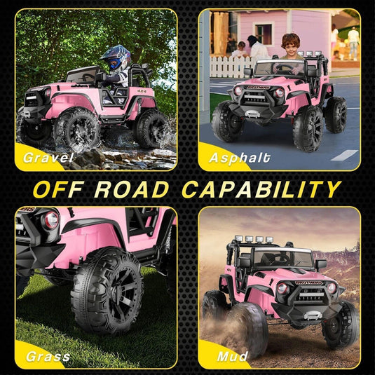 Electric 2-Seater Jeep for Kids with 400W Motor, LED Lights, and 24V Battery