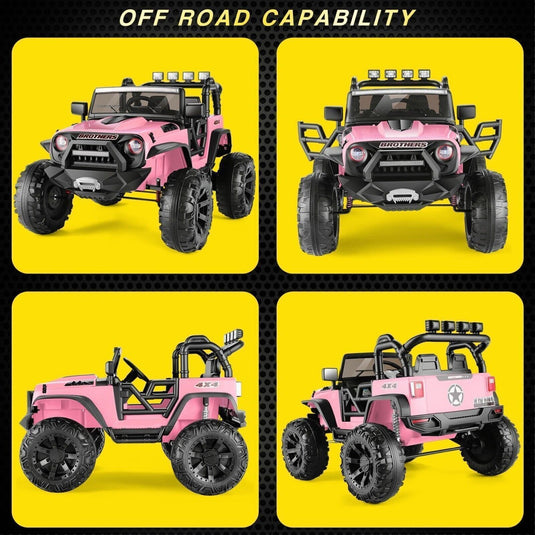 Electric 2-Seater Jeep for Kids with 400W Motor, LED Lights, and 24V Battery