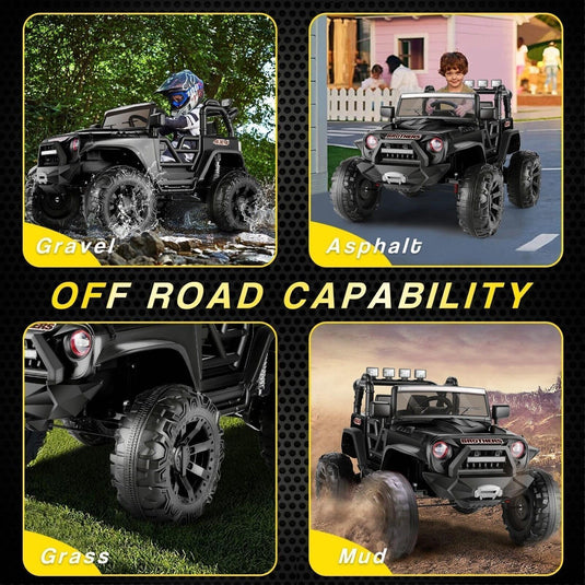 Electric 2-Seater Jeep for Kids with 400W Motor, LED Lights, and 24V Battery