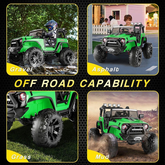 Electric 2-Seater Jeep for Kids with 400W Motor, LED Lights, and 24V Battery