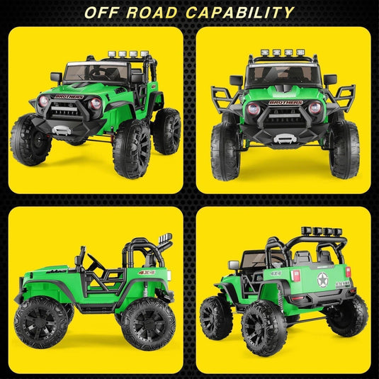 Electric 2-Seater Jeep for Kids with 400W Motor, LED Lights, and 24V Battery