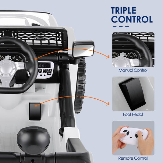 12V Electric Kids Ride-On Truck Car Jeep with MP3 Player, Remote Control, and 2 Seats - LED Lights Included