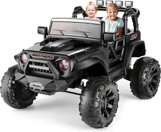 Electric 2-Seater Kids Ride-On Truck with 400W Motor and LED Lights - 24V Jeep Car