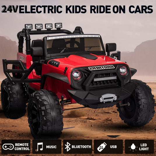 Electric 2-Seater Kids Ride-On Truck with 400W Motor and LED Lights - 24V Jeep Car