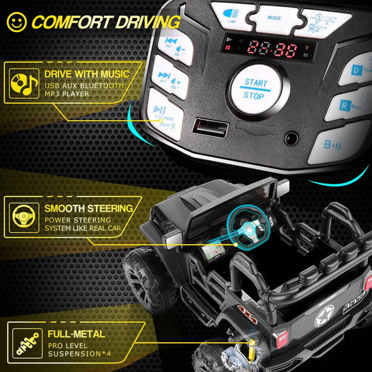 Electric 2 Seater Kids Ride On Truck with Remote Control and Powerful 200W Motors - 3 Speed Options and Long-Lasting 9AH Battery