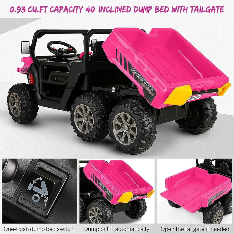 Load image into Gallery viewer, Electric 2 Seater Ride On Car with Dump Trailer - 24V Battery Powered 4WD Toy Tractor
