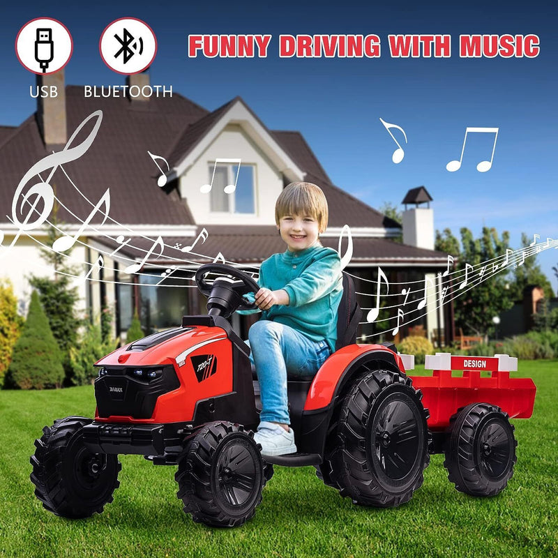 Load image into Gallery viewer, Electric 24V Ride-On Excavator Bulldozer with Trailer for Kids - Remote Control Included
