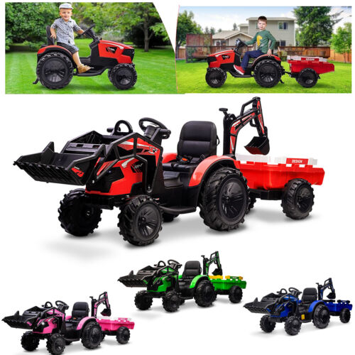 Load image into Gallery viewer, Electric 24V Tractor with Remote Control and Detachable Trailer - Perfect for Kids&#39; Excavator Adventures!
