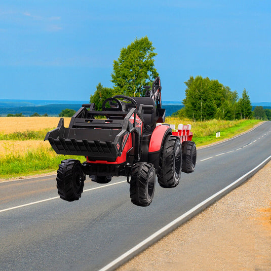 Electric 24V Tractor with Remote Control and Detachable Trailer - Perfect for Kids' Excavator Adventures!