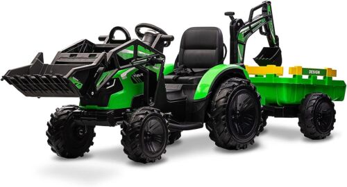 Load image into Gallery viewer, Electric 24V Tractor with Trailer and LED Music - 3-in-1 Kid Ride On Excavator Bulldozer
