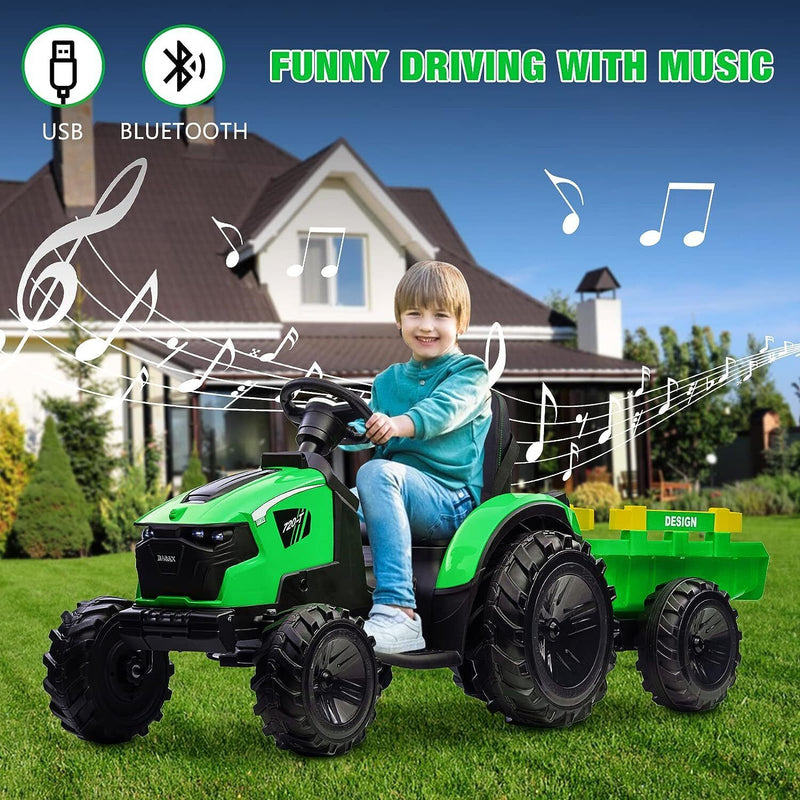 Load image into Gallery viewer, Electric 24V Tractor with Trailer and LED Music - 3-in-1 Kid Ride On Excavator Bulldozer
