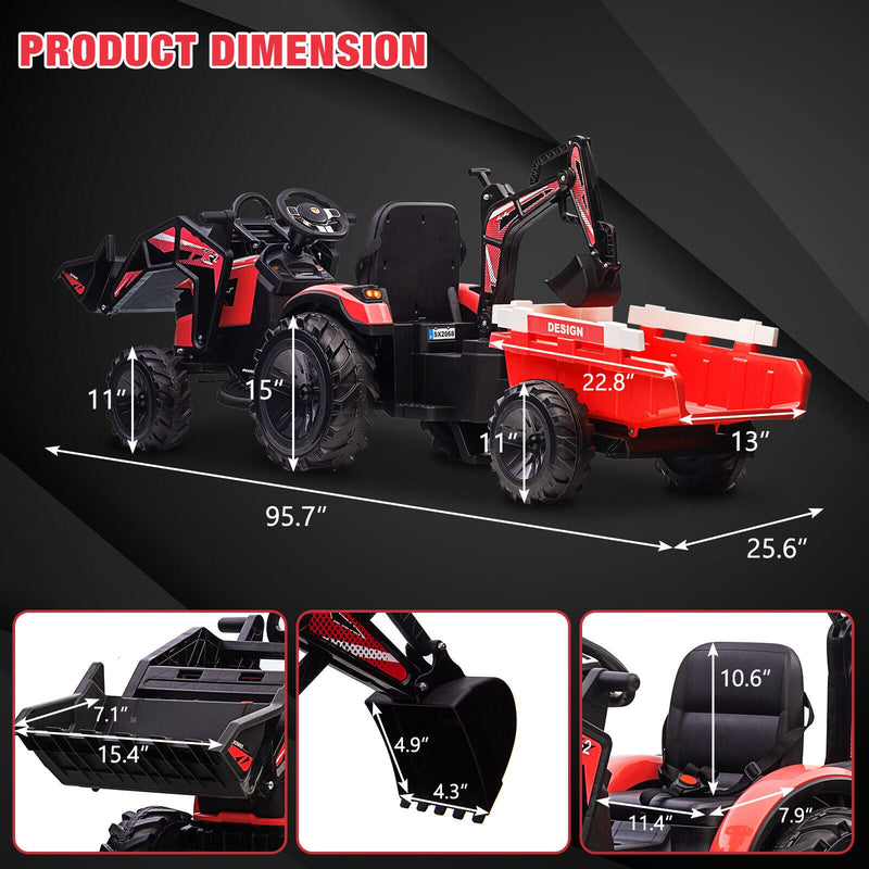 Load image into Gallery viewer, Electric 3-in-1 Kids Ride On Tractor with Remote Control - Excavator, Bulldozer, and 24V Power
