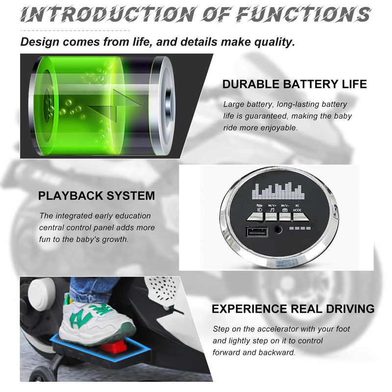 Load image into Gallery viewer, Electric 3-Wheel Kids Motorcycle with Rechargeable Battery - White
